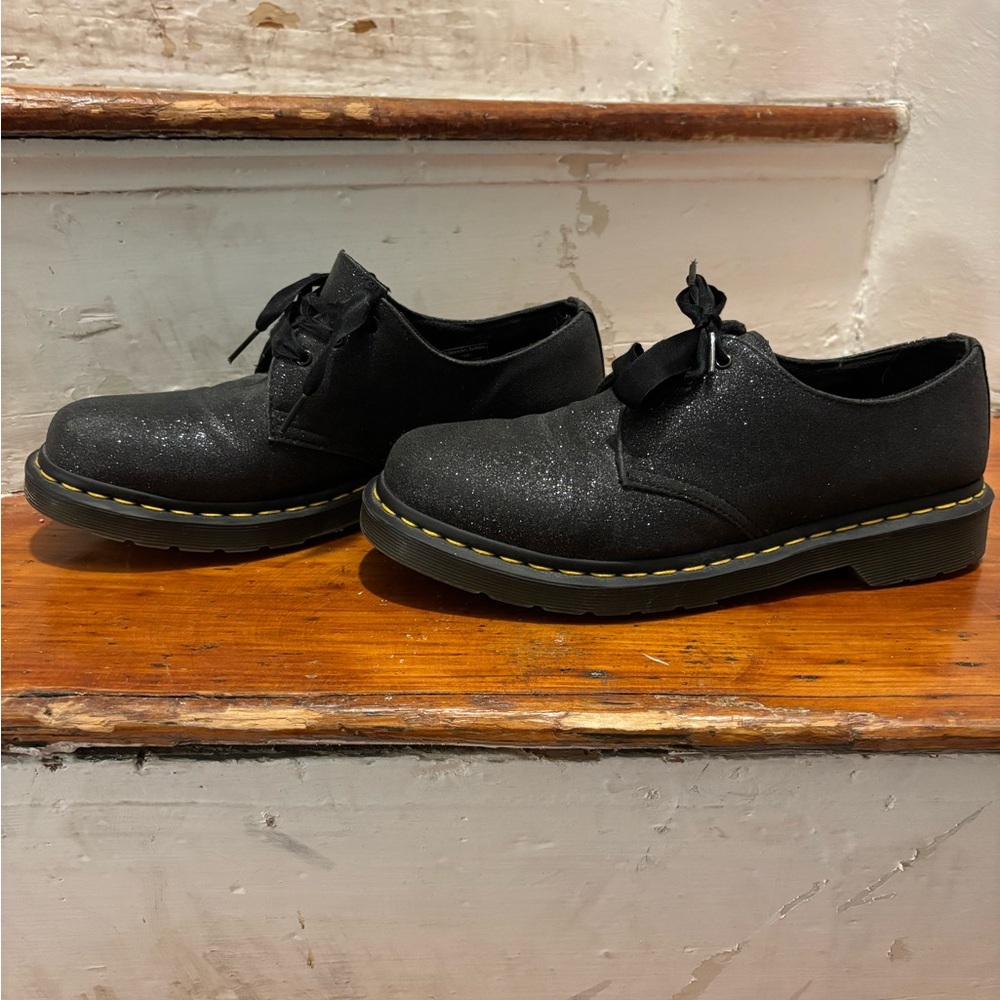 Black Glitter Lace-Up Dr. Martens